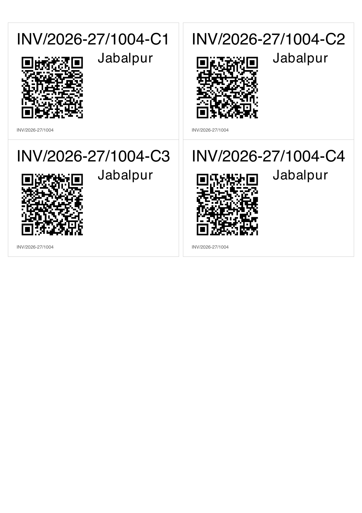 QR carton labels with destination and carton number